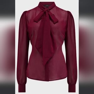 Killstar Burgundy Sheer Blouse with Bow